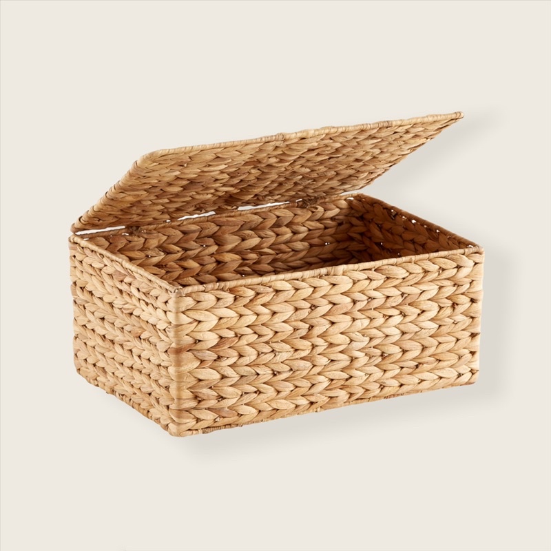 Water Hyacinth Storage Box with Hinged Lid / hampers rotan