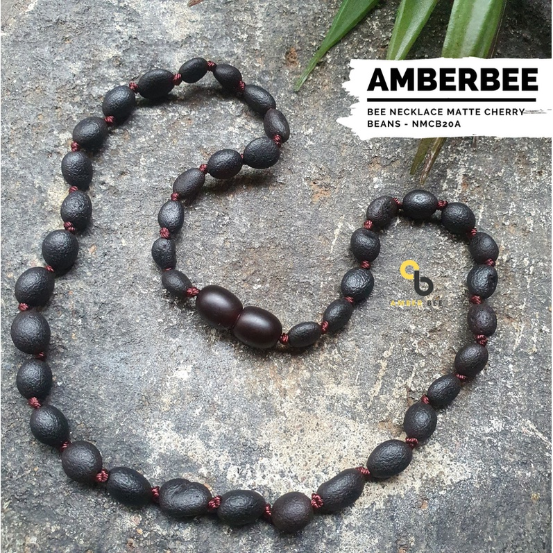 Kalung Amber Bayi &amp; Anak ORI Baltic Premium Matte Cherry Beans NMCB20A By Amber Bee