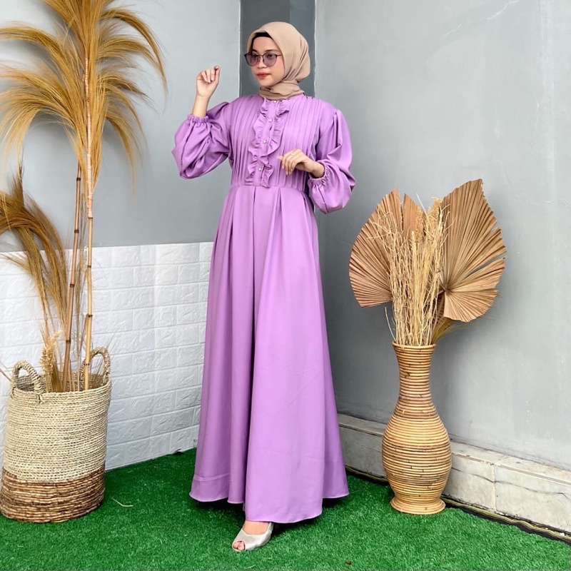 CRINCLE SHAKILA DRESS WANITA FREE BROSS / MAXI DRESS SIMPLE ELEGANT / GAMIS WANITA MUSLIMAH