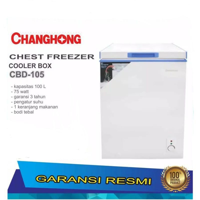 CHANGHONG CBD 105 CHEST FREEZER BOX 100 L LEMARI PEMBEKU 100 LITER