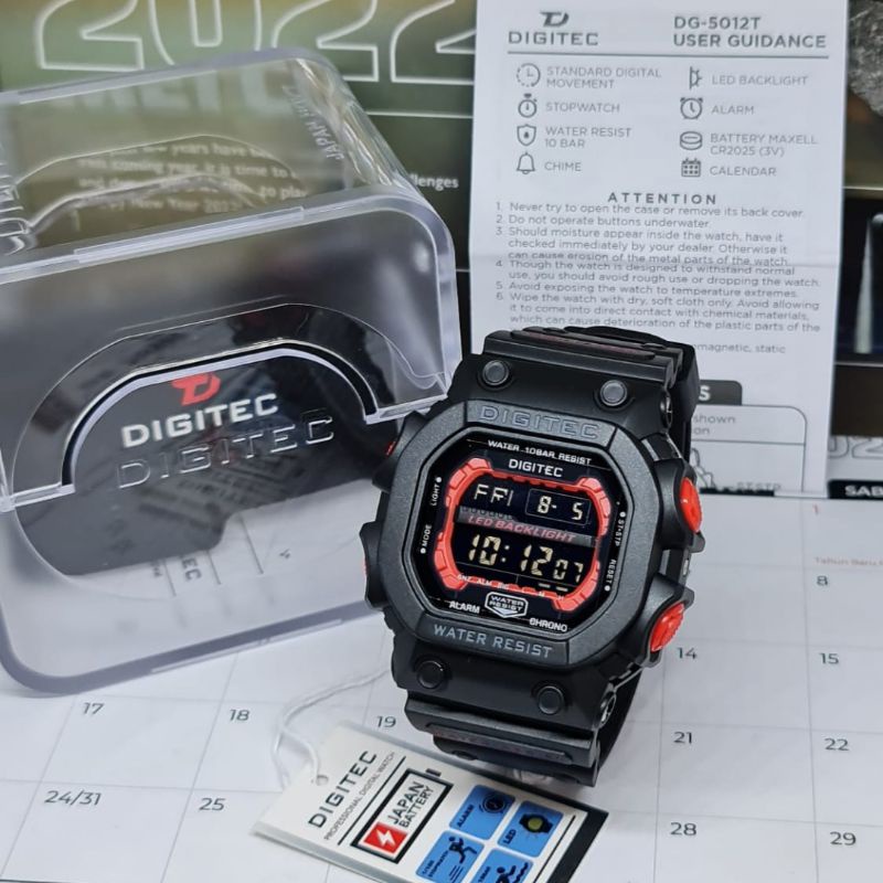 Jam Tangan Pria Digital DIGITEC DG 5012 Rubber Original