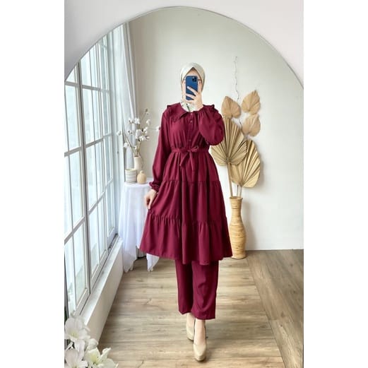 SETCEL SHAKILA KEMALA ONE SET JUMBO XXL TUNIK CELANA MURAH GROSIR KANCING