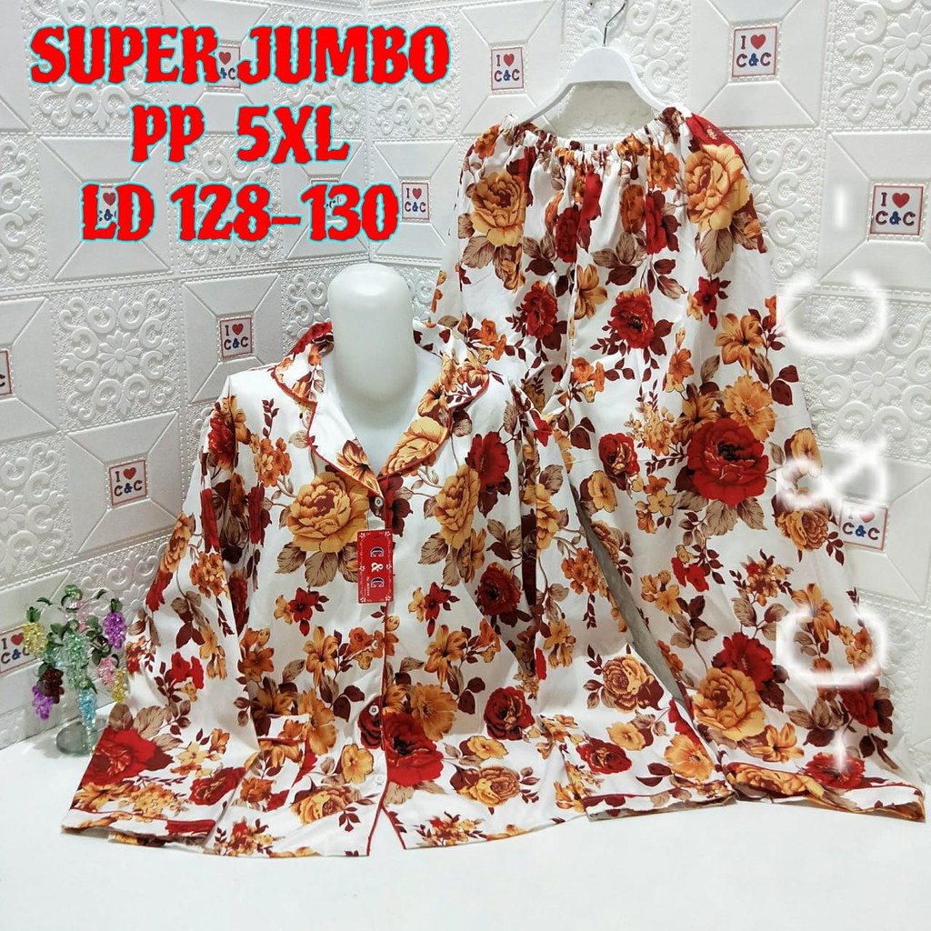 BAJU TIDUR PIYAMA/PP SUPER JUMBO 5XL/LD 130-Christine Merah