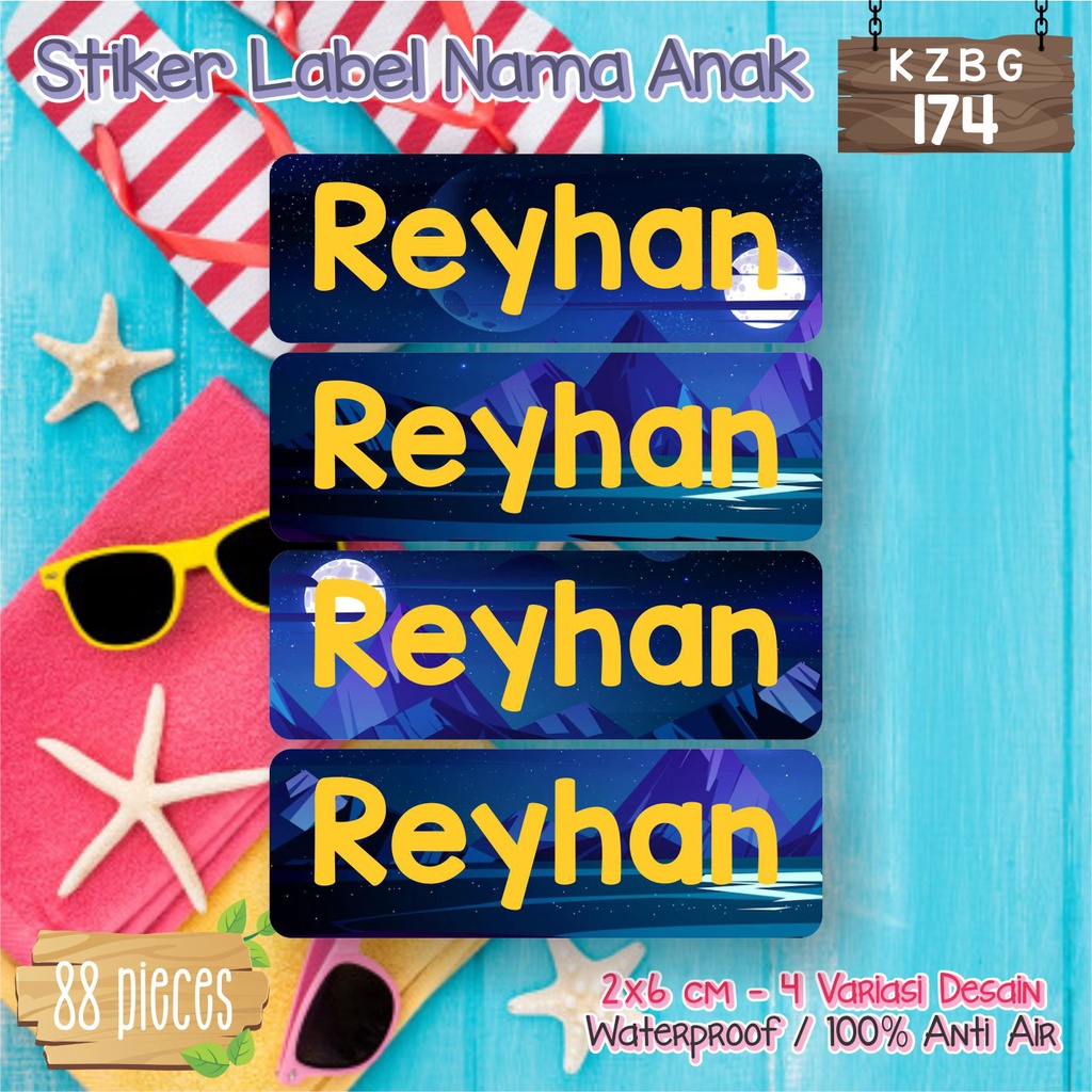 

sticker label nama anak laki laki dan perempuan waterproof KZBG 174