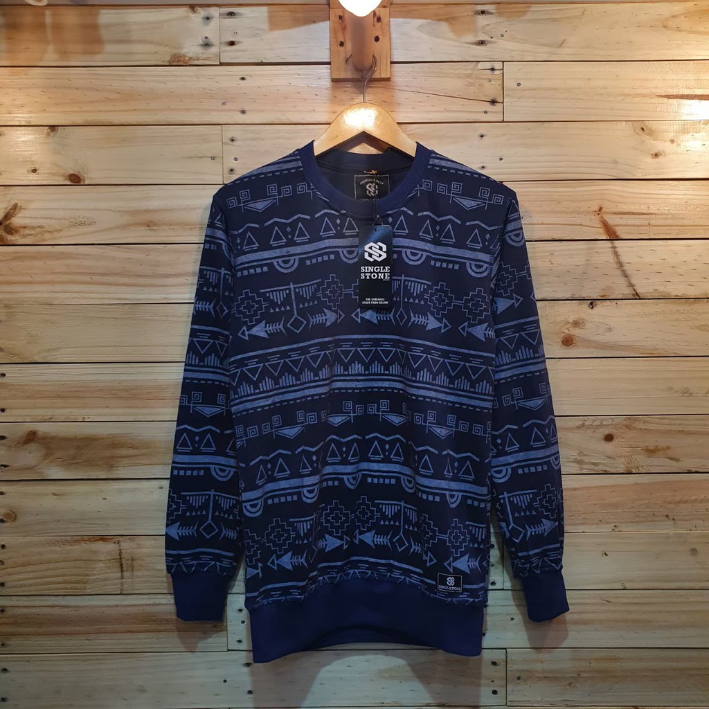 [COD] Sweater Pria Wanita Crewneck Distro Bandung-Navy tik
