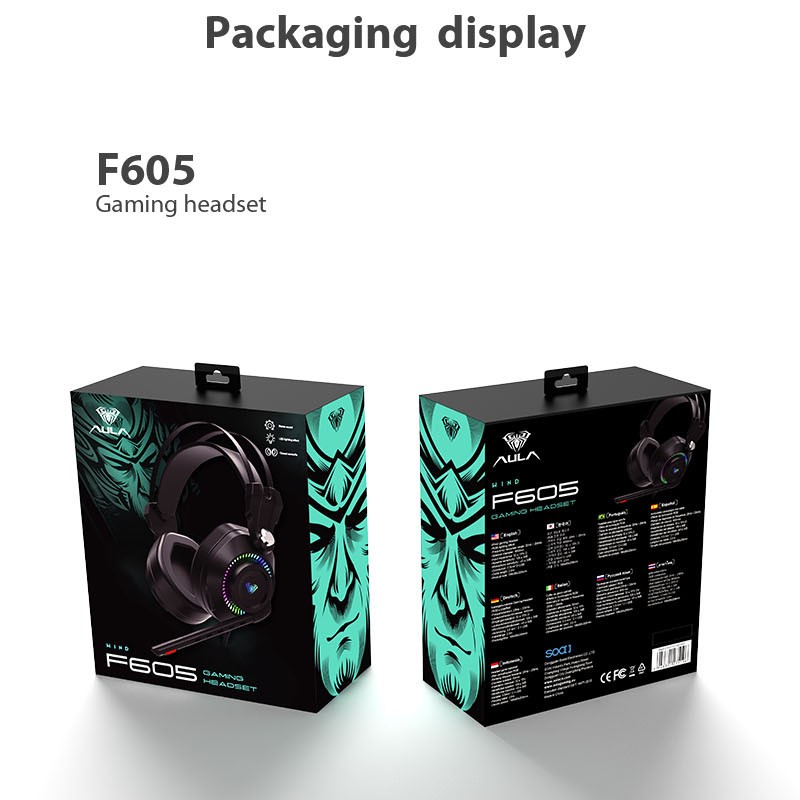 Headset Gaming AULA F605 Double Noise Reduction–RGB Running-AULA F-605