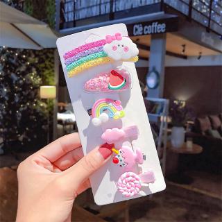 Set Klip Jepit  Rambut  Desain Kartun Unicorn  Bunga Disney 