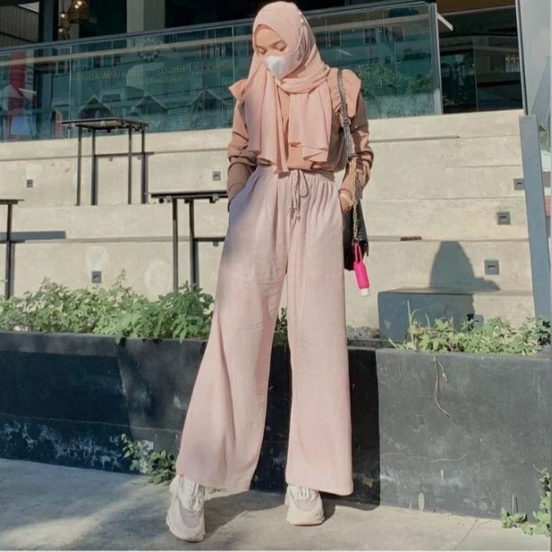 VIOLET HIGHWAIST LOOSE PANTS KULOT CRINCLE AIRFLOW