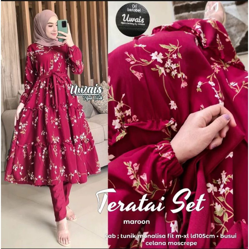 SETELAN TERATAI ONE SET TUNIK / ADELIA ONE SET TUNIK BUSUSI JUMBO BY UWAIS