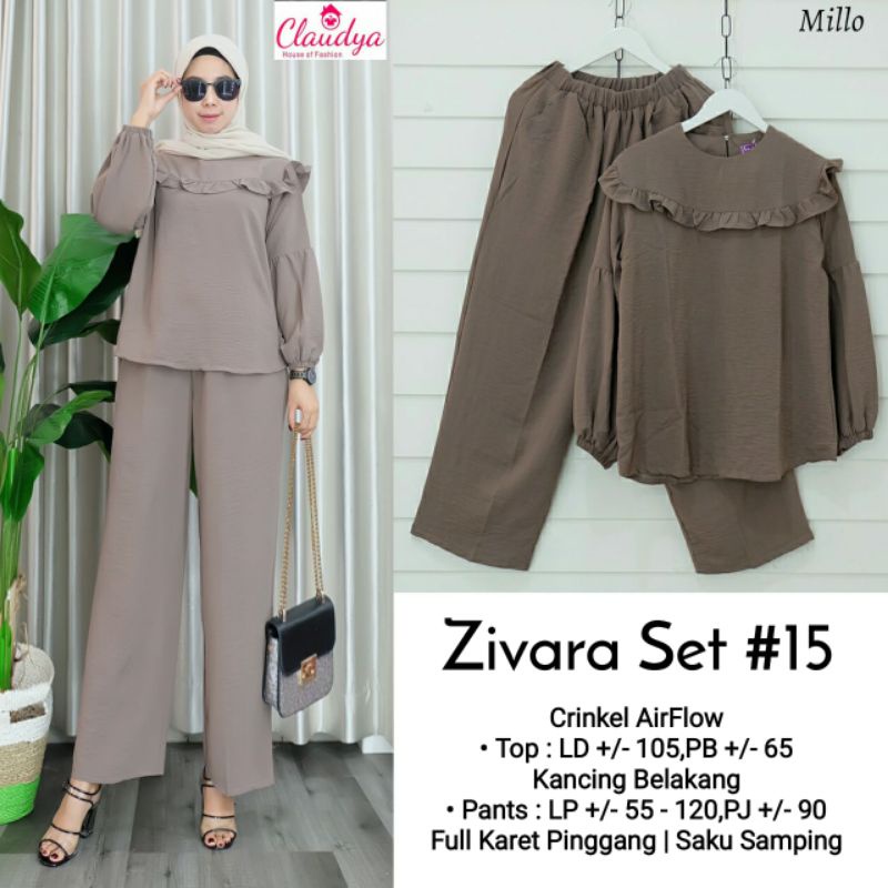 Zivara set #15 setelan wanita blouse dan celana panjang kulot