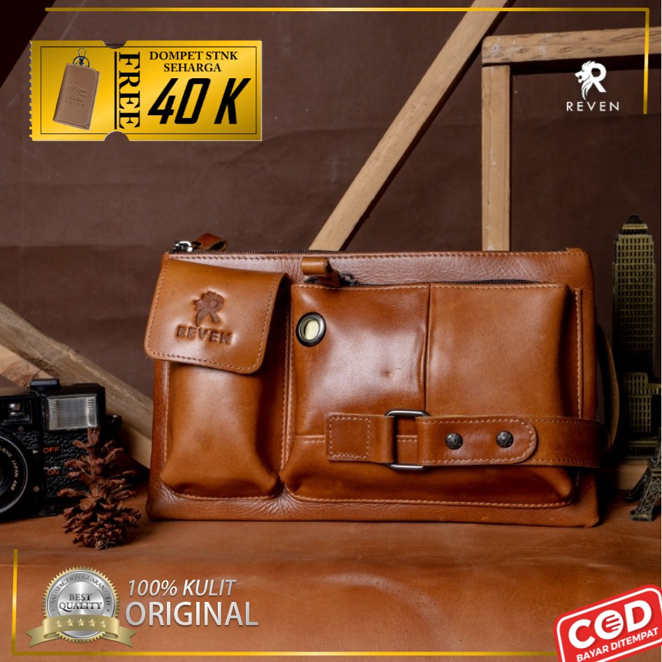 Tas Selempang Weistbag Waist Shoulder Waistbag Wesbag Weisbag Bag Slempang Pria Kulit Asli Reven Mul