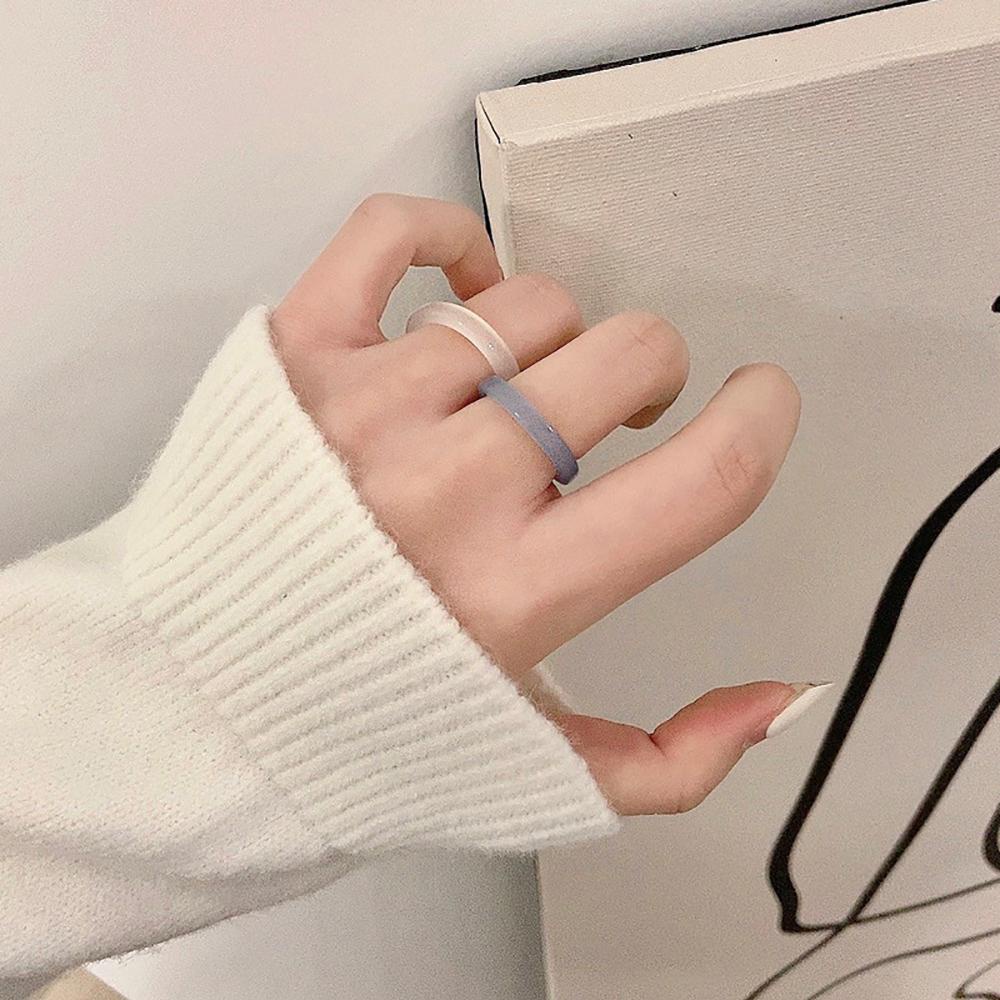 Agustinina Cincin Transparan Aesthetic Warna-Warni Minimalis Korea Tipis Untuk Hadiah Perhiasan Wanita