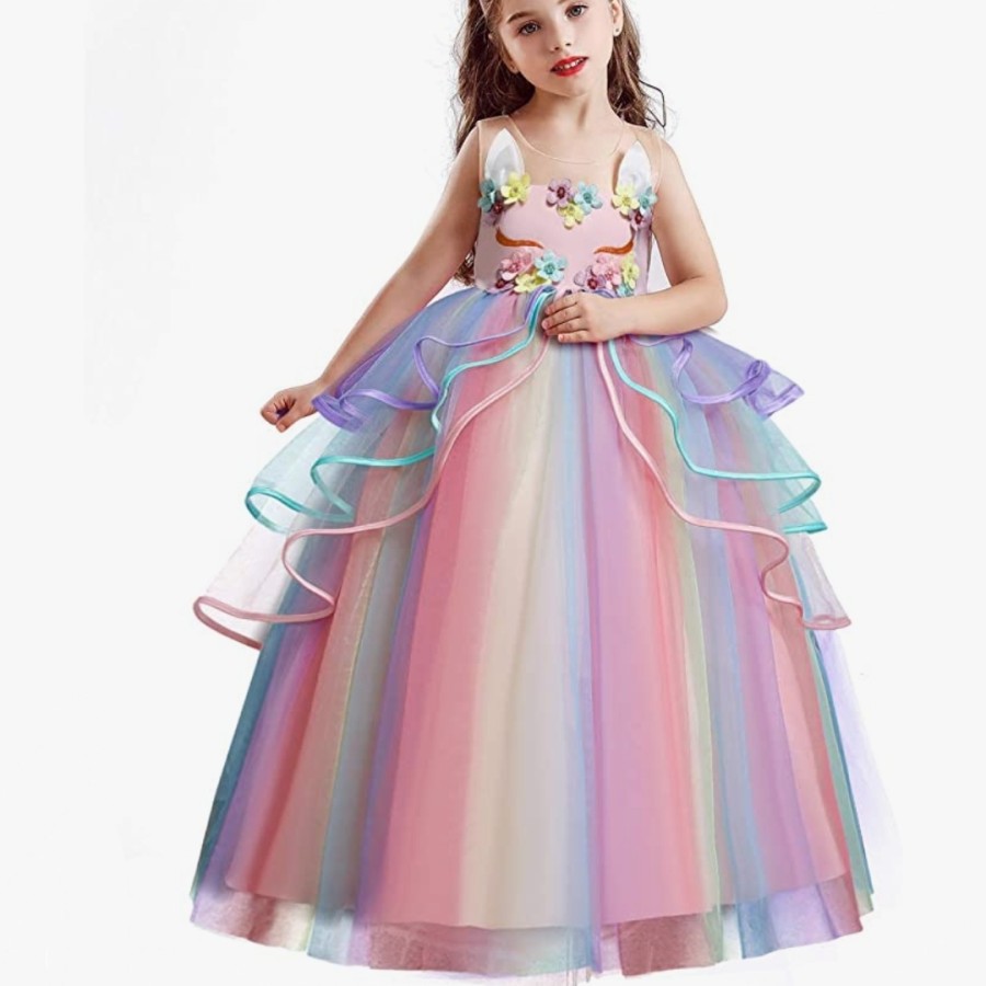 Baju dress ulang tahun anak unicorn Unicorn dress girls long