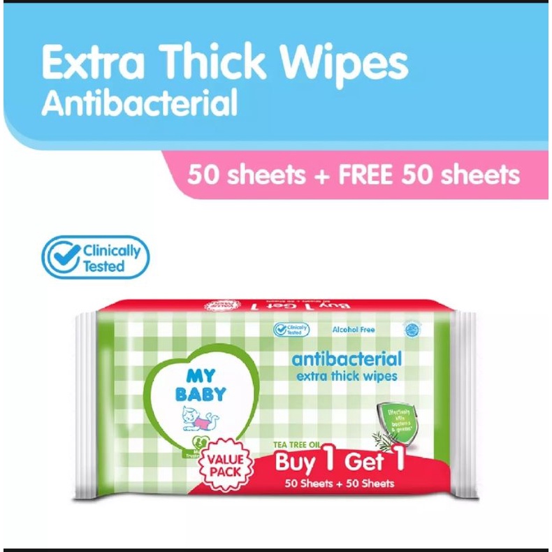 My Baby Extra Care Wipes Tisu Basah isi 50 + Free 50