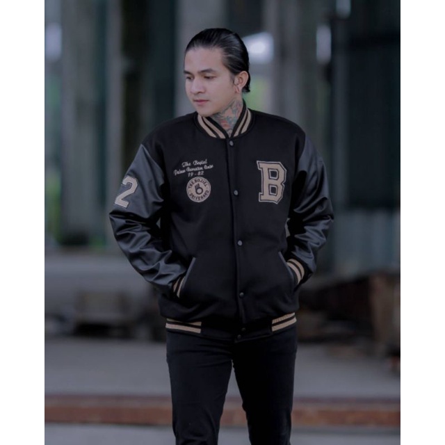 Jaket Pria Baseball Fleece Kombi Carlit Kulit - Jaket Motor - Jaket Kulit - Jaket Cowok