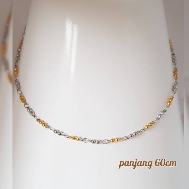 Kalung fashion import combinasi gold &amp; white