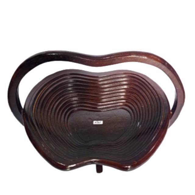 TEMPAT BUAH BENTUK APEL SPIRAL BAHAN KAYU JATI ASLI 27 x 25 x 26 cm DEKORASI RUMAH MURAH BEST SELLER