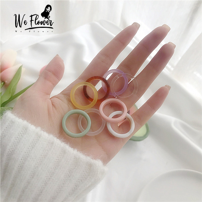 We Flower Cincin Bahan Akrilik Warna Permen Gaya Korea Untuk Wanita