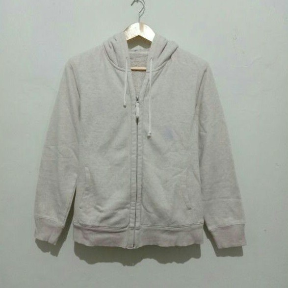 jaket zip hoodie UNIQLO cream size L original preloved sherpa