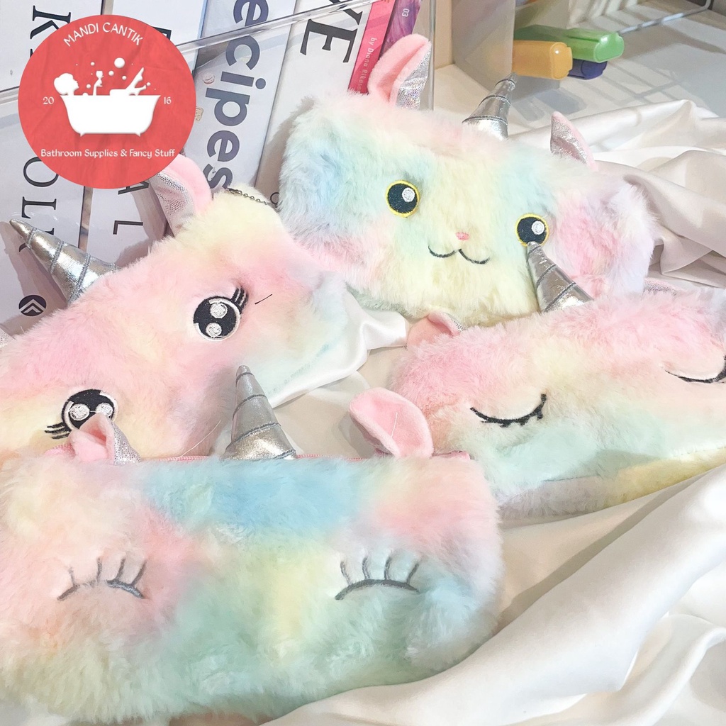 

Kotak pensil bulu unicorn muka mata wajah tepak tempat pencil case termurah bagus imut souvernir