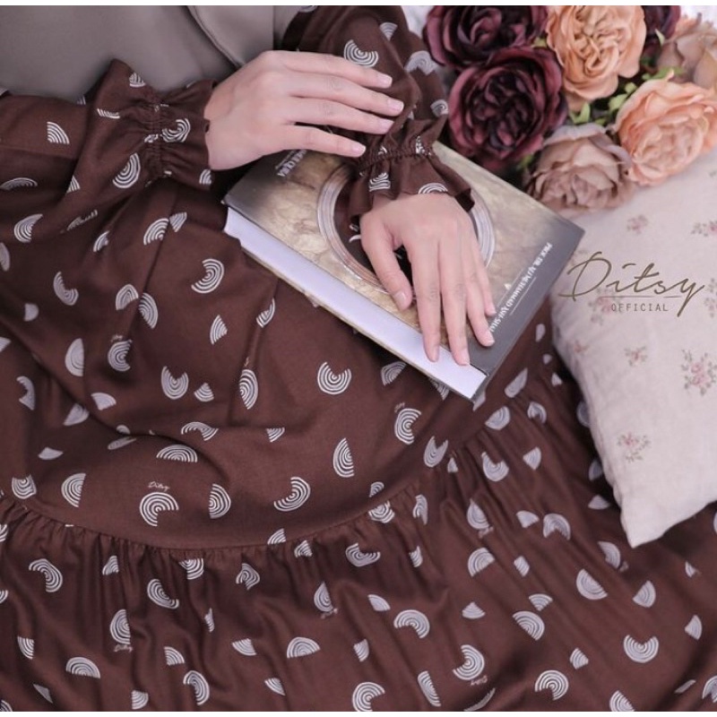 Ditsy Juli Verdant choco size XL Viscose terra