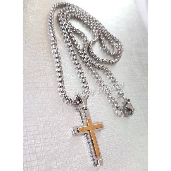 Kalung Titanium salib pria wanita antikarat kalung Salib Titanium