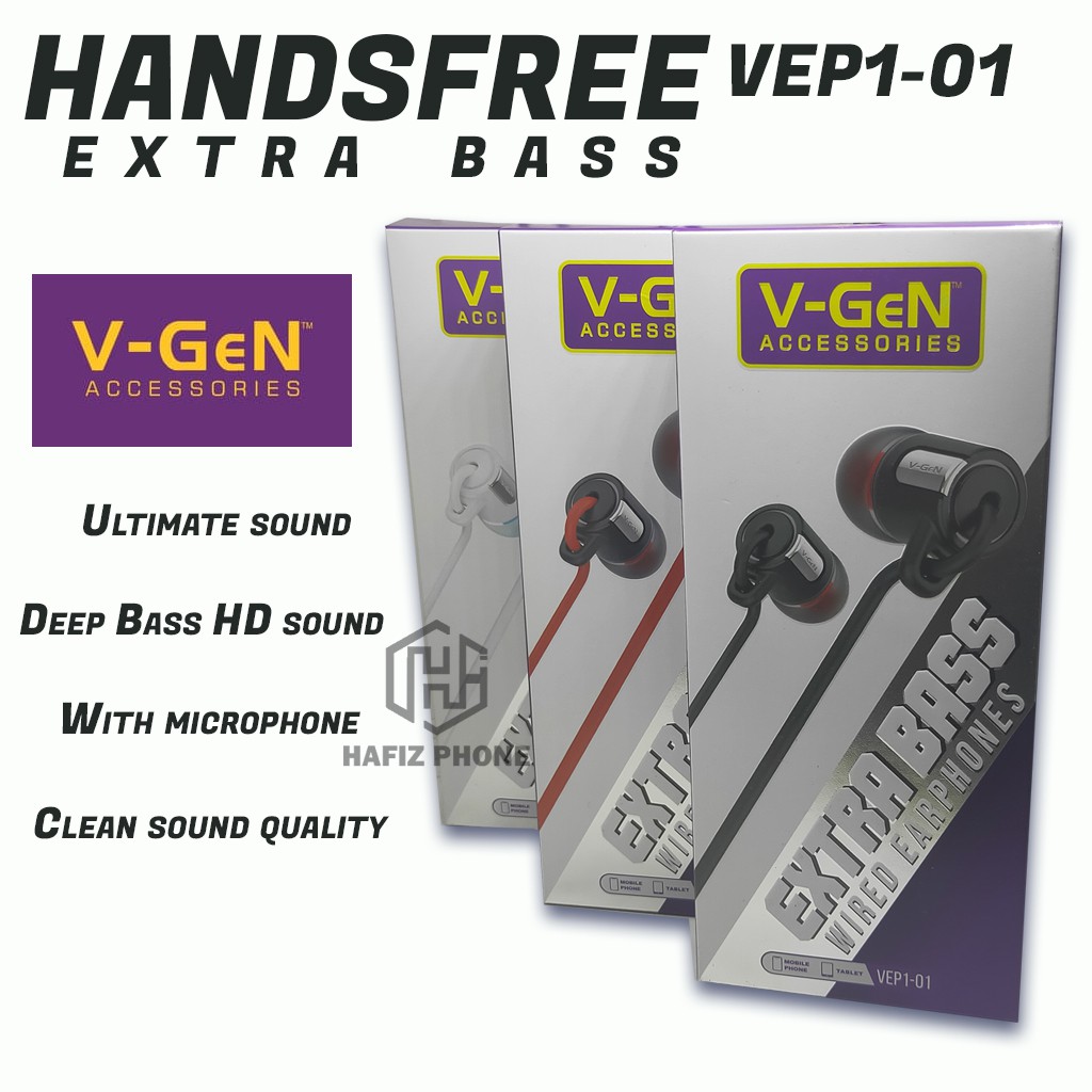 Earphone V-GeN VEP1-01 VEP1-02 Wired Headset Handsfree VGEN