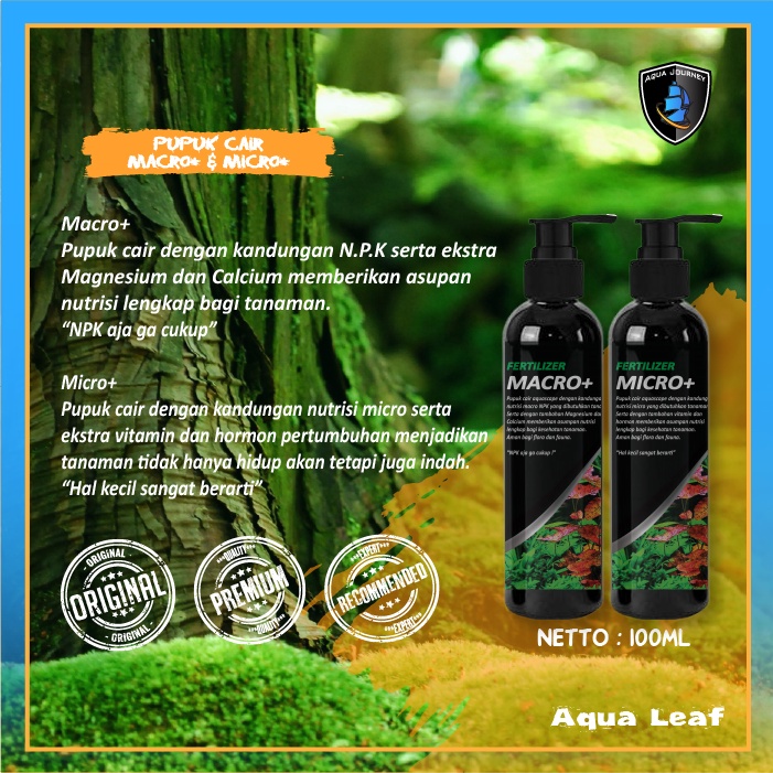 Pupuk Cair Aqua Leaf Aquascape Macro Micro Makro Mikro Pump 100ml Liquid Fertilizer Tanaman Air