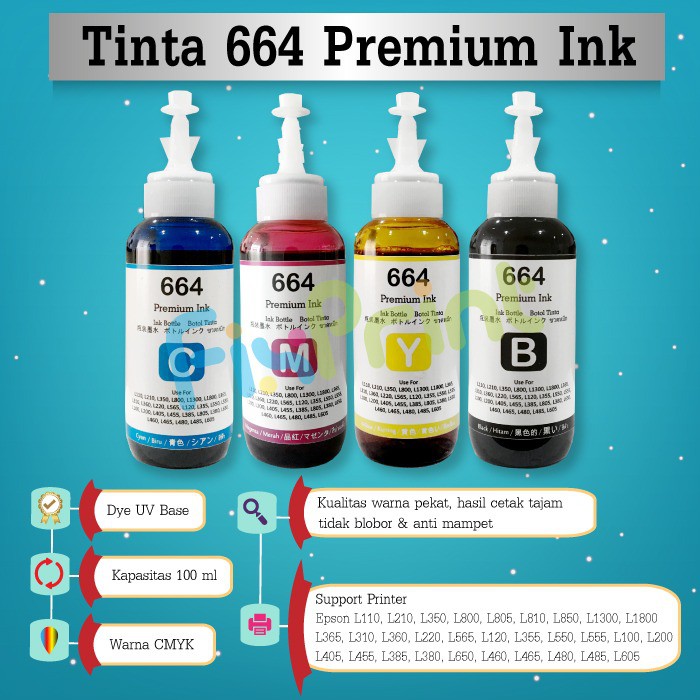 Tinta Premium Ink Epson 100ml Refill Infus T188 Printer L1455 WF-7711 WF-7611 WF-7211 WF-7111 7621