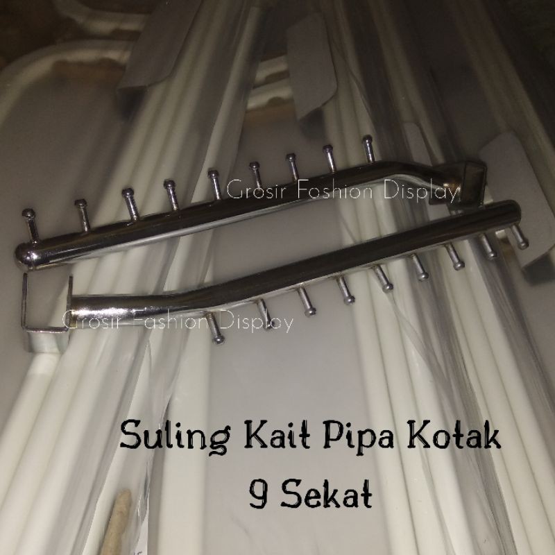 Hanger Pipa Kotak Suling Pipa Kotak Gantungan Baju Display Toko Gantungan Besi Kait Pipa kotak-BH