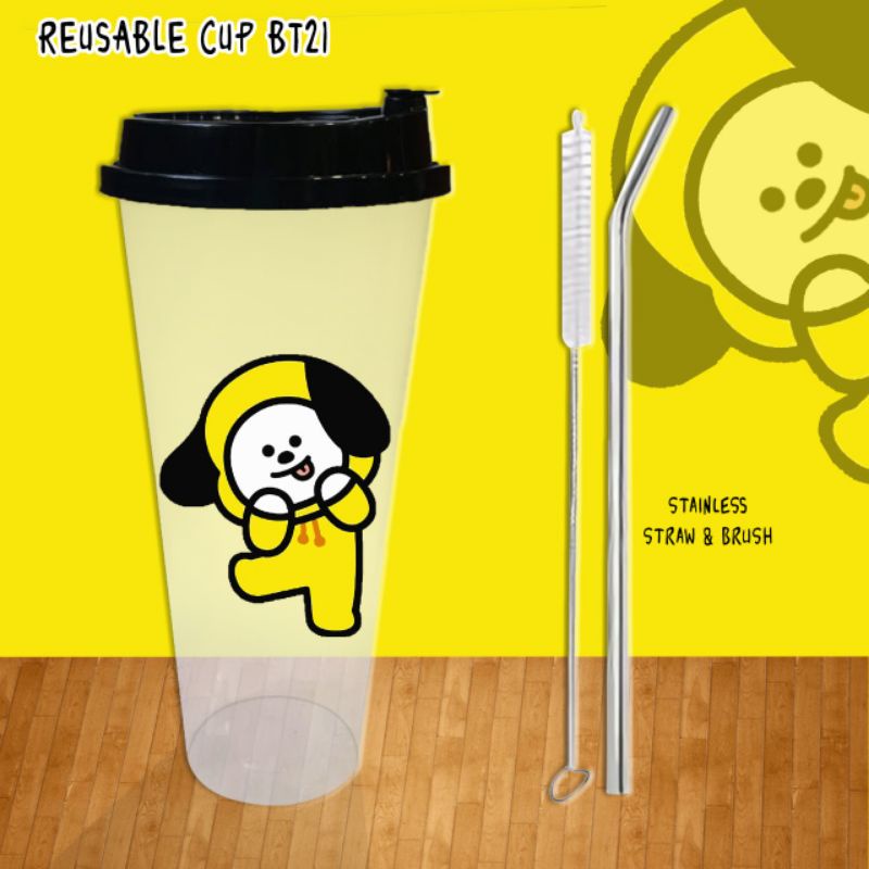 FREE SEDOTAN STAINLESS+FREE BRUSH!!!.REUSABLE CUP B T S/REUSABLE CUP BT 21/TUMBLER B T ES/TEMPAT MINUM LUCU