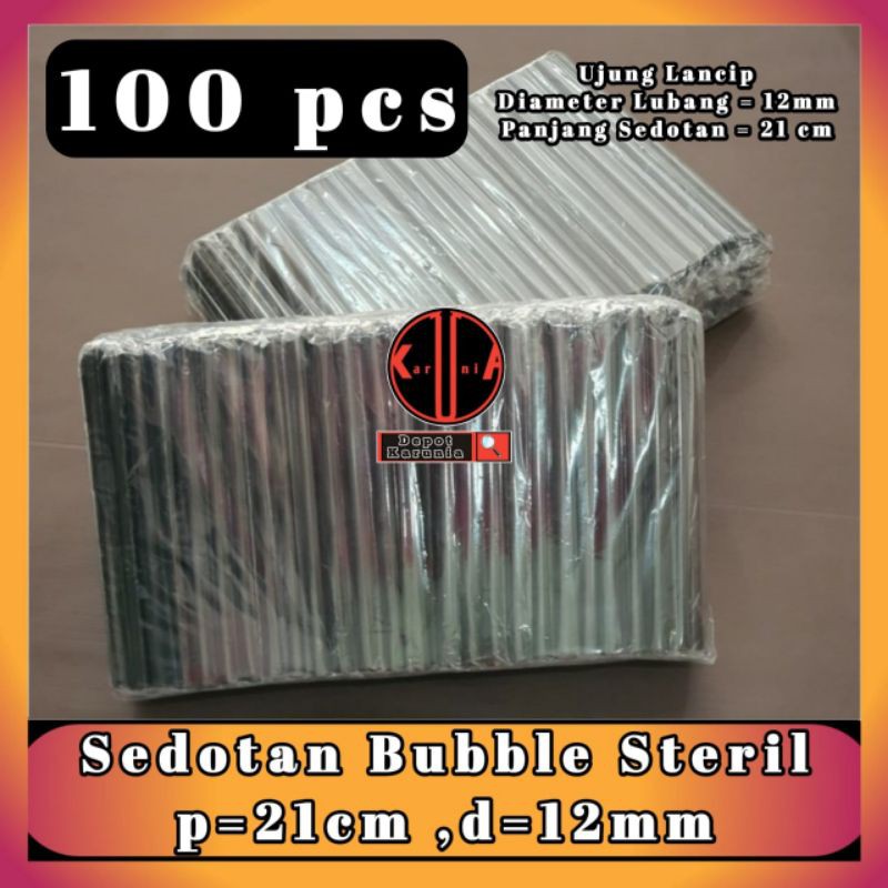 Sedotan Bubble Steril Hitam 1221 Runcing Lancip Higienis isi 100 pcs