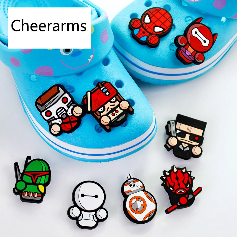 Marvel Super hero shoe charms Jibbitz decorate Gesper Sepatu DIY Dapat dilepas 24kinds crocs sandal accessories Motif Kartun Animasi hadiah anak laki-laki