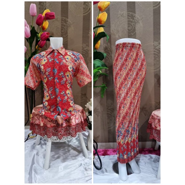 BATIK COUPLE/KEMEJA BATIK COUPLE/BATIK COUPLE LENGAN PENDEK/ROK PLISKET COUPLE/SET ROK TERBARU/SET COUPLE KONDANGAN