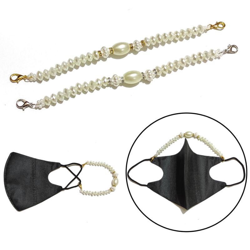 Konektor Masker Hijab Mask Connector Strap Extender Isabelle Korean Pearl Mutiara Capsule Korea