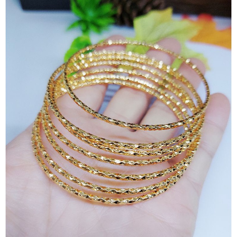 Gelang Keroncong Set 7 Lapis Emas Perhiasan Fashion