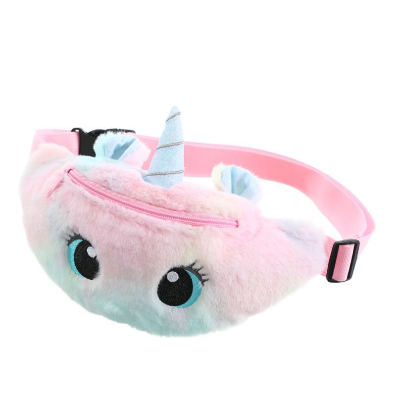 WAISTBAG UNICORN/TAS PINGGANG ANAK BAHAN VELVO BULU UK.25*25Cm