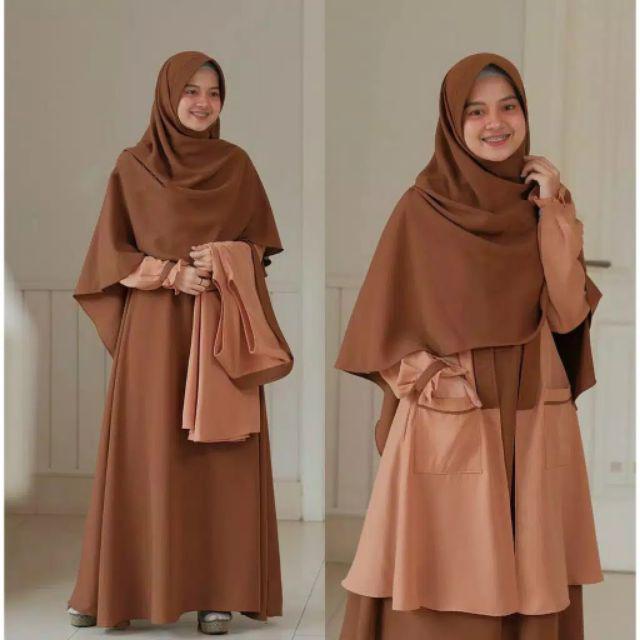 [ Promo Flash Sale ] Elbina Set Gamis + Outer Only S M L  