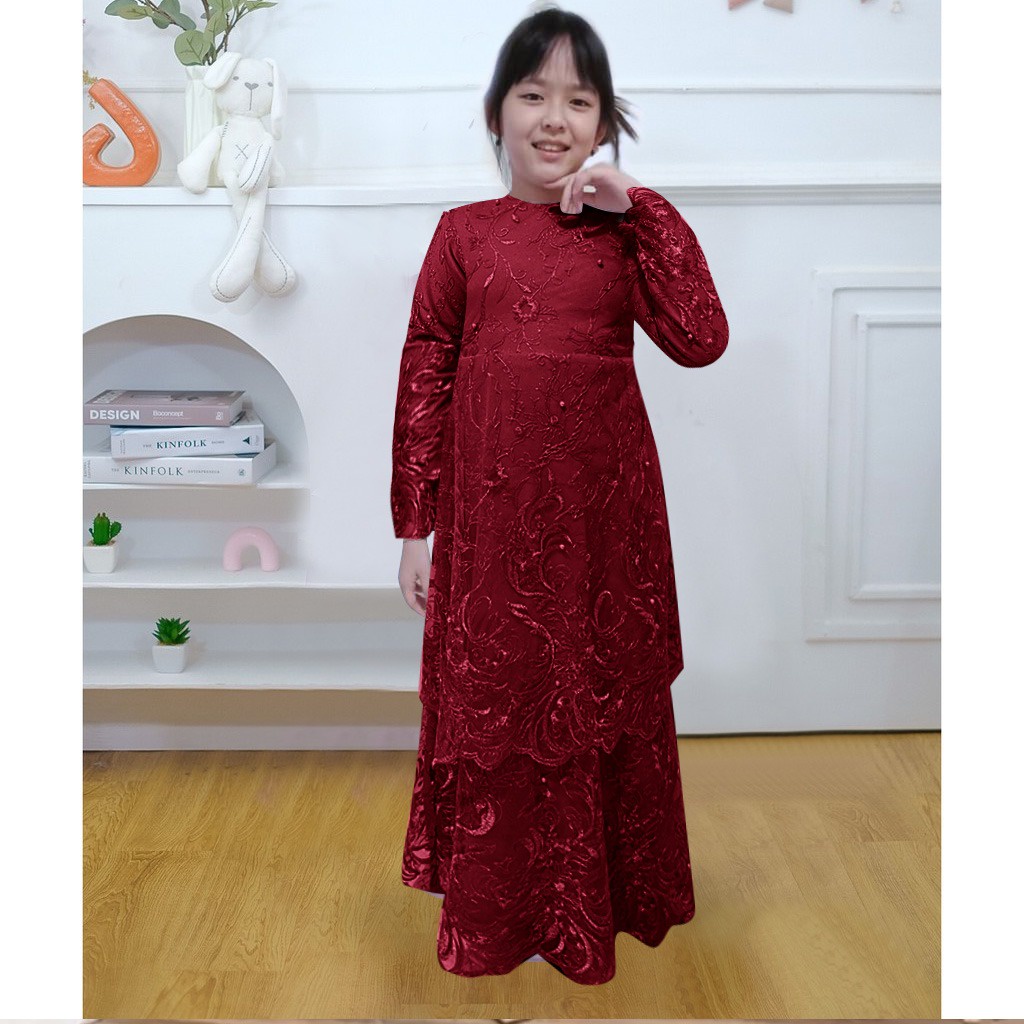 GAMIS SOFIA ANAK BRUKAT TILE PREMIUM/DRES ANAK KONDANGAN PESTA/GAMIS ANAK BRUKAT TILE MUTIARA IMPORT/