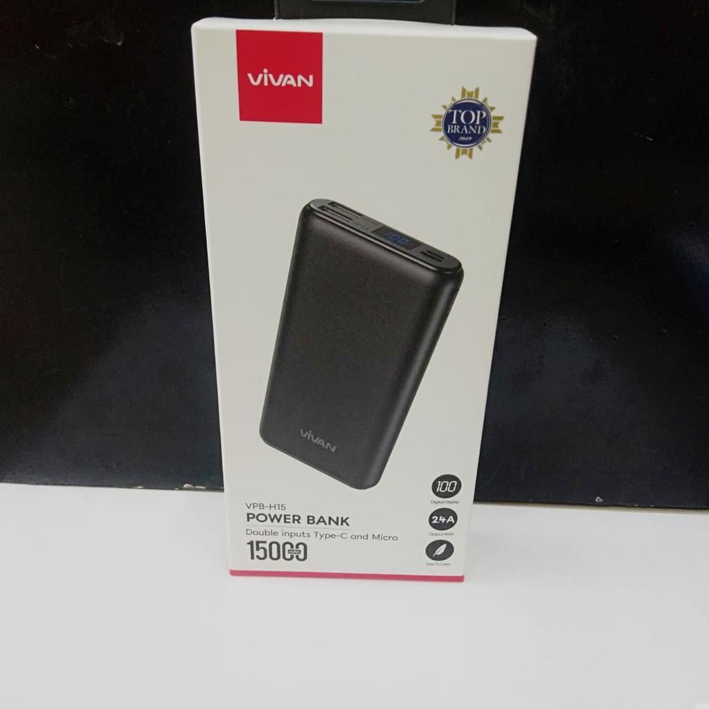 Powerbank Vivan VPB-H15S 15000mAH LED Digital Display & Dual USB Input Powerbank