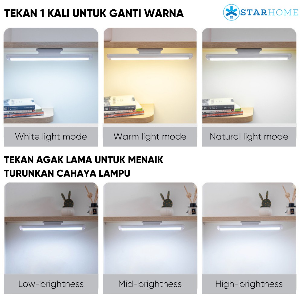 Lampu Meja LED Lampu Belajar Lampu Meja Rias Lampu Baca Magnet 3 Warna