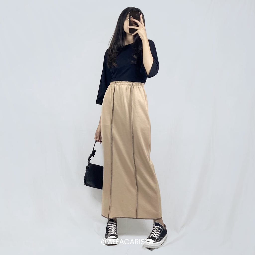 BEFAST - ZEC OOTD Wanita Rok SAYAKA / Nancy Rok Skirt RIB PREMIUM / Rok Span Wanita / Rok Keluaran Terbaru 2022 / OOTD Wanita Remaja Kekinian / Rok Maxy Polos