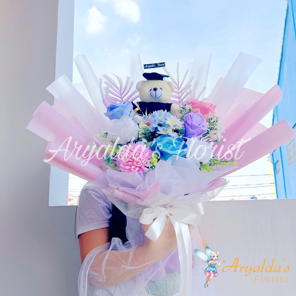 Premium Bouquet Bunga UNGU Besar / Buket Wisuda SD, SMP, SMA, Nahkoda, Kapal, ABK | Bucket, Bouqet