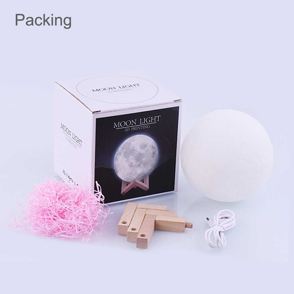 RAMBERY Lampu Tidur 3D Printed Moon Night Light Lamp 12 cm - ROX-05