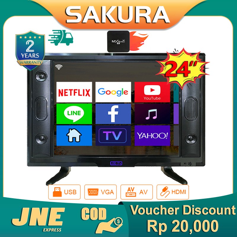 Weyon Sakura TV LED 24 inch HD Ready Smart TV Televisi Murah With STB