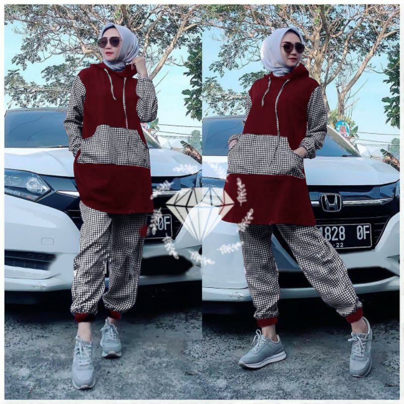 SET CELANA TRINITY KOTAK, HODIE BABYTERRY, GAMIS HIJAB MUSLIM, SETELAN