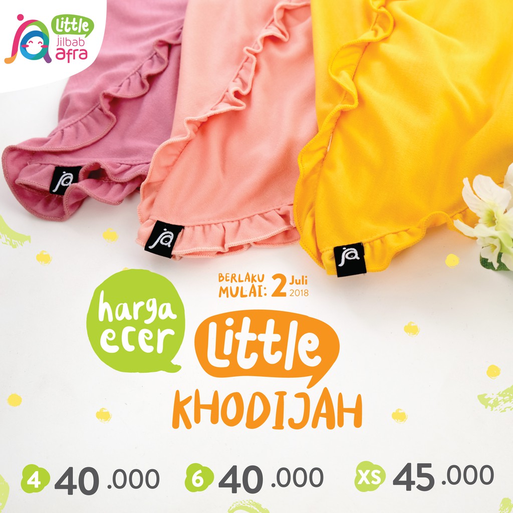Jilbab Instan Anak Little Khodijah Hijau Muda - Little Jilbab Afra - Bahan Kaos, Adem &amp; Lembut