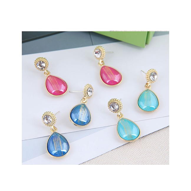 LRC Anting Tusuk Fashion Diamond-studded Alloy Drop Earrings A61795