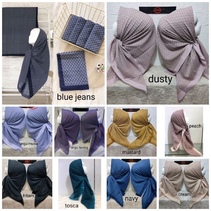 Hijab Voal Segiempat Motif Button Series Laser Cut | Jilbab / Hijab Denay Motif Button Terbaru 2023 