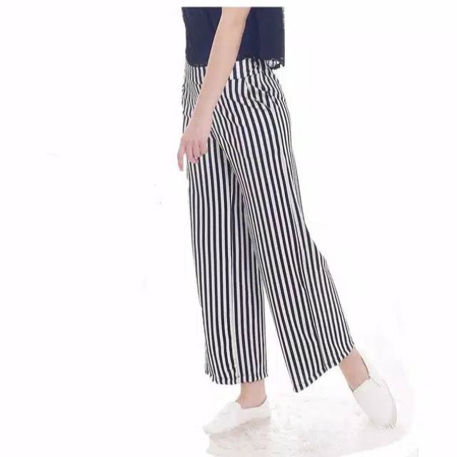 Tq88indonesia Celana Panjang Kulot Salur YOMI / Stripe Pant / Ootd Kekinian